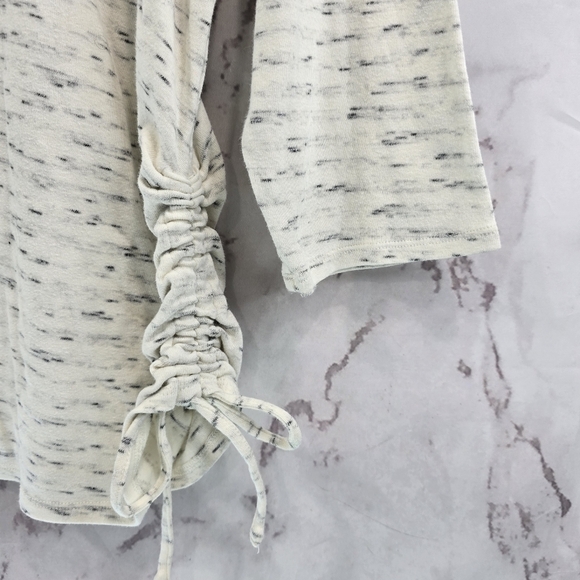 J Jill Shirt Womens Large Gray Speckled Neutral Ruched Tie Quarter Sleeve Pure - Picture 4 of 11